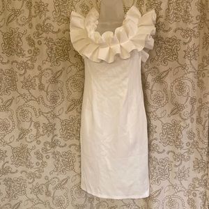 Satin Feel White Cocktail Dress L NWT